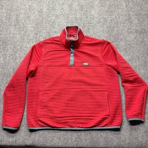 LL Bean Airlight Knit Pullover Mens XL Red 1/4 Snap Slightly Fitted 506874